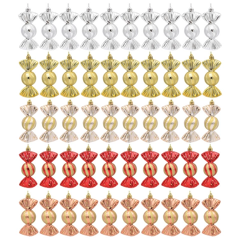 Ornamenti Da Appendere Per Albero Di Natale A Forma Di Caramella Plastica Galvanizzata Glitter Spirale Decorazione Festa