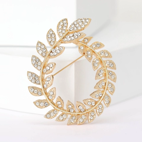 Spilla Ghianda Foglia Lega Rhinestone Cristallo Lucido Spilla Decorativa Per Donne Abito Sciarpa Stile Coreano