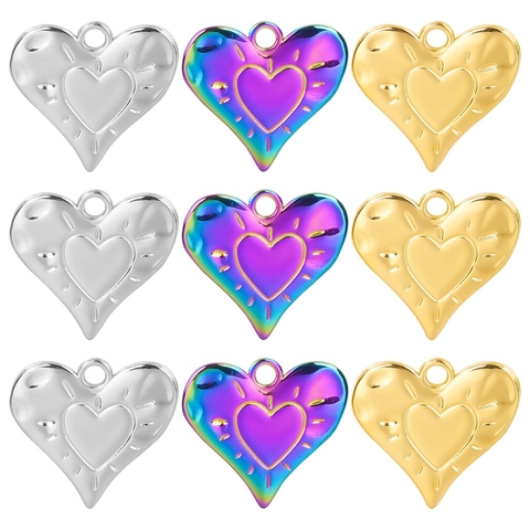 Collana Con Ciondolo a Cuore in Acciaio Inossidabile Per Donna Accessori per Gioielli Fai-da-te Galvanostegia Sotto Vuoto Oro Argento Arcobaleno
