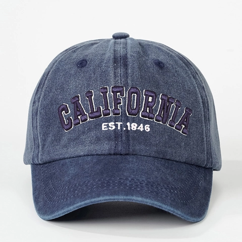 Gorra De Béisbol De Tela Lavada Bordado De California Ajustable Retro Sombrero De Sol De Ala Curva Para Hombres Y Mujeres