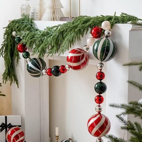 Kerstballen Ornamenten Plastic Geschilderde Glimmende Strepen Boomhangende Decoratie Feestelijke Vakantieslinger Huis Feest