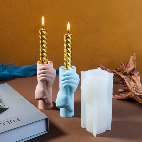 Holding Hands Silicone Mold For DIY Candle Holder Vase Gypsum Resin Art Decor Creative Hand Shape