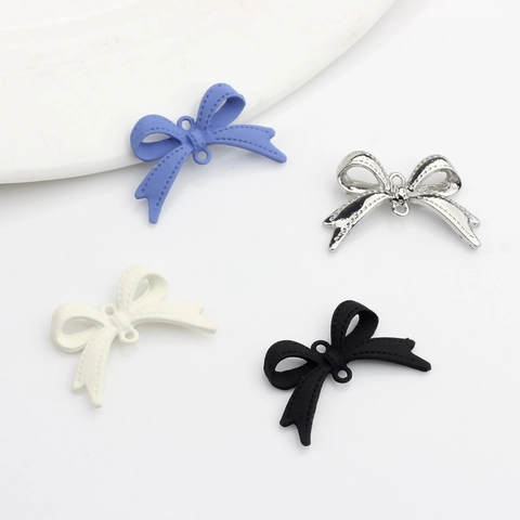 Alloy Bowknot Charms Painted Metal Bow Pendants DIY Jewelry Making Earrings Necklace Phone Case Decoration Accessory