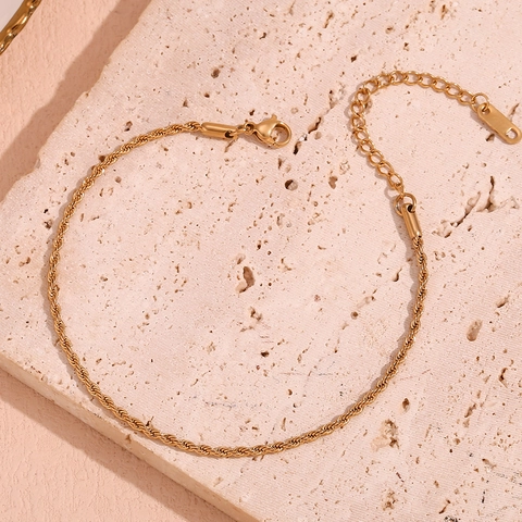 Minimalistisch Edelstahl Vakuum Vergoldet Seilkette Fußkettchen Für Damen Torsionsglied Fußkette Strand Schmuck Zubehör