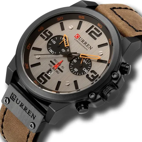 Curren 8314 Orologio da Uomo Sportivo Cronografo al Quarzo Impermeabile Calendario Business Con Cinturino in Ecopelle