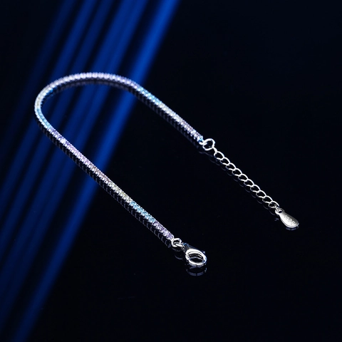 S925 Sterling Zilveren Regenboog Tennis Armband Voor Vrouwen Minimalistisch Ingelegde Zirconia Kleurrijke Sprankelende Ketting Verstelbare Sieraden