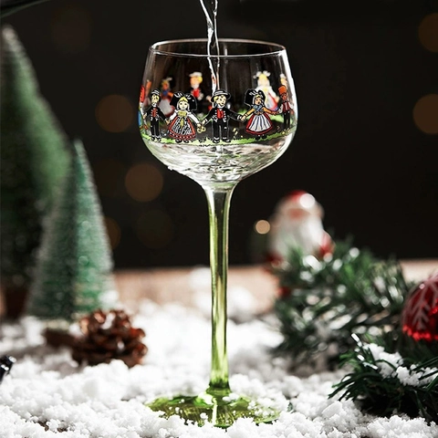 Elsass Figur Weinglas Glas Retro Luxus Champagner Cocktailbecher Farbigem Stiel Volkskunst Stil Trinkgeschirr