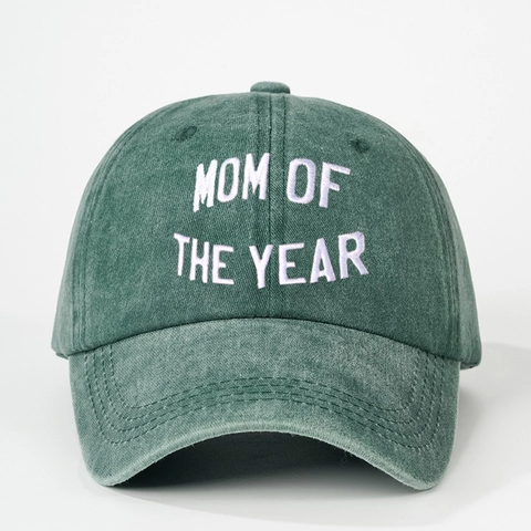 Gorra De Béisbol De Algodón Lavado Mom Of The Year Bordado Retro Ajustable Sombrero De Sol Exterior Para Mujer