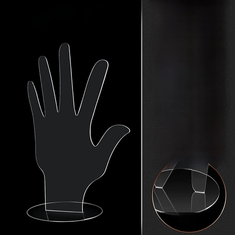 Transparent Acrylic Hand Jewelry Display Stand Gesture Model Holder For Rings Bracelets Necklaces With Round Base