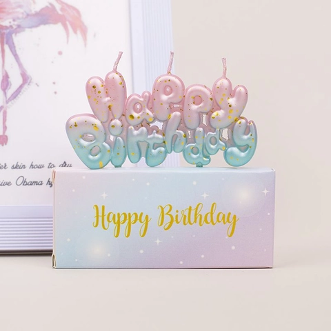 Creative Birthday Candles Galaxy Gradient Letter LOVE Happy Birthday Strawberry Bear Shape Glitter Soy Wax Cake Decoration