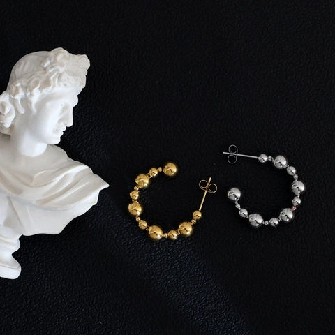 Minimalistisch Edelstahl Perle C-Förmige Creolen Für Damen Modeschmuck Gold Silber Plattiert Kugel Ohrstecker Geschenk
