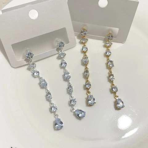 Orecchini Pendenti Nappa Goccia D'acqua Cristallo Lucente Strass Elegante Gioielli Di Moda Lusso Per Donne Accessorio