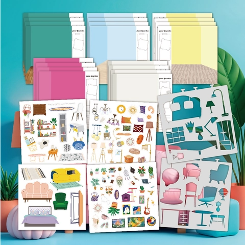 Mode Inneneinrichtung Schönheit DIY Aufkleber Malbuch Aktivitätsset Kinder Pädagogisches Spielzeug Kreative Schreibwaren
