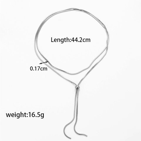 Minimalistische Schlangenkette Aus Titanstahl Für Damen Doppelreihige Verstellbare Quastenanhänger Halskette Modeschmuck Geschenk