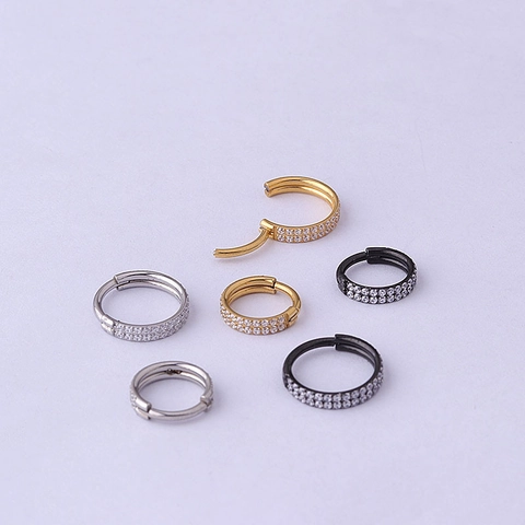 Anneau De Nez En Acier Inoxydable Avec Zircon Double Rangée Bijoux De Piercing Sans Couture Unisexe Mode Élégant