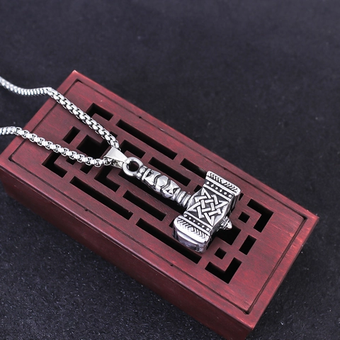 Vintage Viking Thor's Hammer Mjolnir Cross Pendant Necklace For Men Stainless Steel Alloy Celtic Knot Byzantine Chain Jewelry