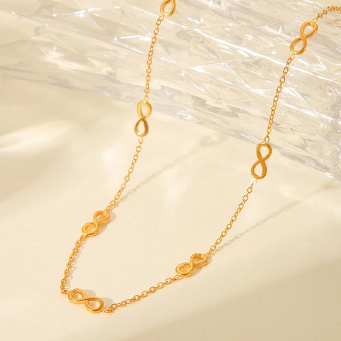 Collar Con Colgante De Símbolo De Infinito Elegante Chapado En Oro De 18K Cadena De Acero Inoxidable Joyería Minimalista