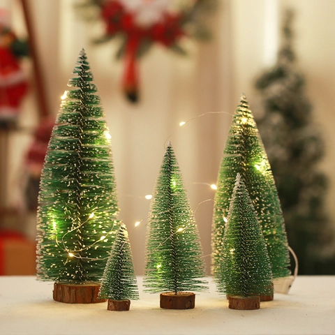 Mini Künstlicher Weihnachtsbaum Mit Beschneiten Kiefernnadeln Und Massivholzsockel Für Die Tischdekoration Zu Den Feiertagen