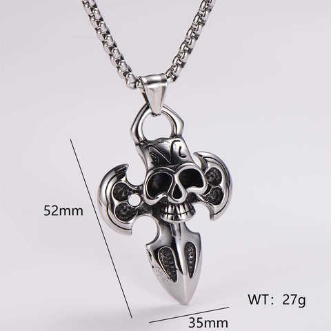 Collana Con Pendente A Croce E Teschio In Acciaio Inossidabile 304 Gioielli Gothic Punk Hip Hop Da Uomo
