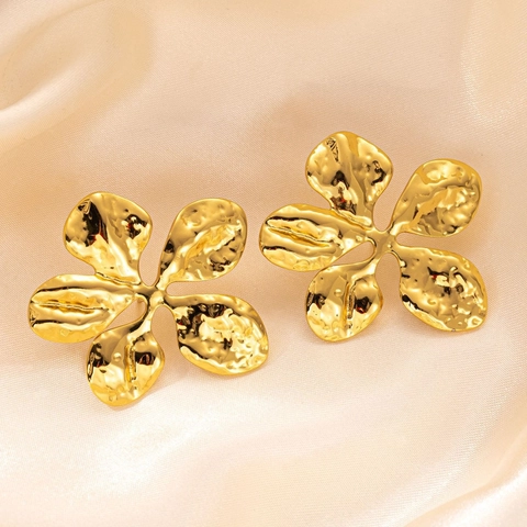 Orecchini Vintage Cuore Fiore Strass Placcati Oro Perno In Acciaio Inossidabile Elegante Farfalla Foglia Di Ginkgo Gioielli