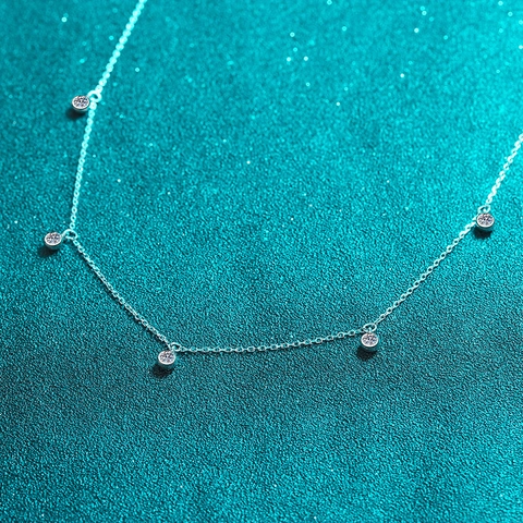 Collana in Argento Sterling S925 Con Moissanite Girocollo Scintillante Taglio Rotondo Gioielli Per Donna Regalo Di Moda