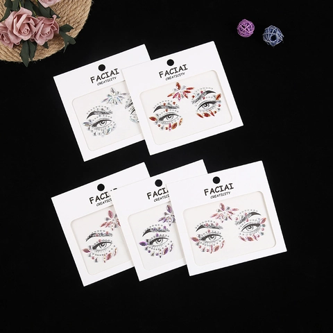 Bijoux De Visage Autocollants En Strass Autocollants Cristaux De Visage En Résine Acrylique Pour Maquillage De Fête De Festival