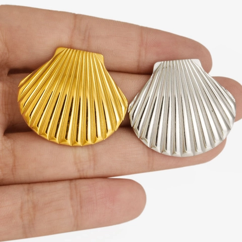 Shell Stud Earrings 304 Stainless Steel 18K Gold Plated Vacuum Plating Minimalist Fashion Beach Jewelry For Women