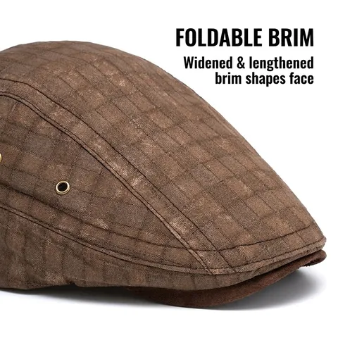 Britse Retro Platte Pet Katoen Polyester Verstelbare Gesp Ademend Geruit Casual Ivy Cap