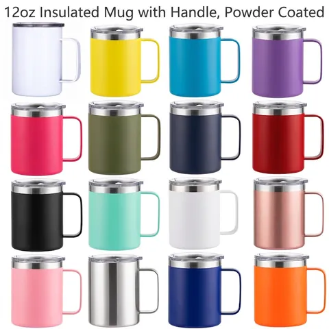 Insulated Coffee Mug With Handle 304 Stainless Steel Double Wall Vacuum Thermal Cup With Lid For Home Office Outdoor
