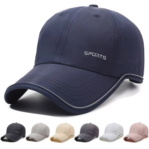 Schnelltrocknende Sport Baseballkappe Reflektierende Streifen Atmungsaktives Mesh Outdoor Sonnenschutz Verstellbar