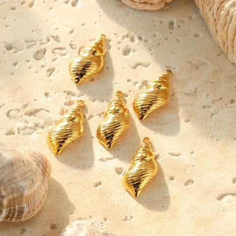 Colgantes Caracola Concha Acero Inoxidable 304 Texturizado Metálico DIY Joyería Estilo Vacaciones Para Collar
