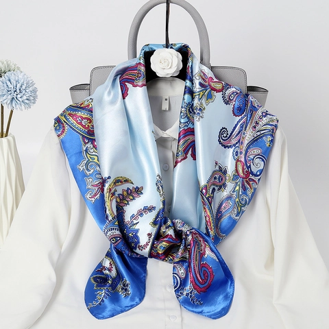 Paisley Print Satin Viereckiges Tuch Großes Bandana Kopftuch Halstuch Für Damen Böhmisch Vintage Elegant Accessoire