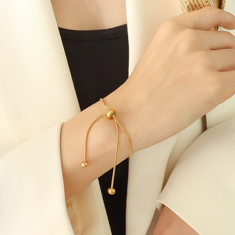 Minimalistisches Edelstahl Schlangenkette Armband Verstellbarer Schieber Kordelzug Handgelenkband Für Damen Mode Schmuck Geschenk