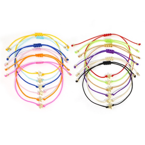 Handgefertigtes Gewebtes Seilarmband Mit Goldenem Legierungssternanhänger Verstellbarer Bunter Minimalistischer Schmuck Für Damen