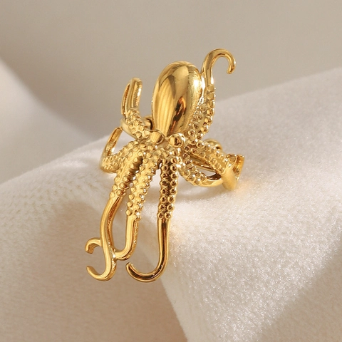 Oktopus Ohrmanschette 18K Vergoldeter Edelstahl Tierform Kreativer Ohrschmuck Ohne Piercing Für Damen