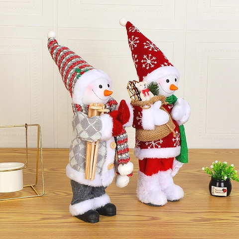 Weihnachts Weihnachtsmann Schneemann Puppen Pailletten Strick Plüsch Stehend Tisch Ornamente Feiertag Haus Deko