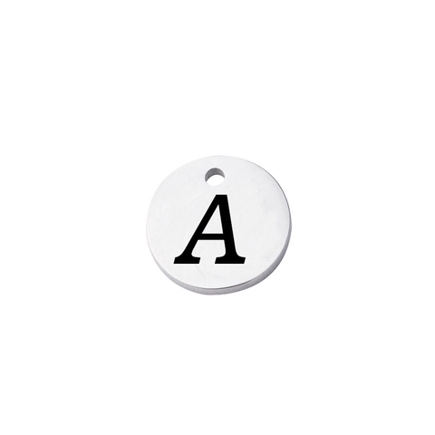 Colgantes De Alfabeto De Acero Inoxidable Charms De Letras Pulidos Espejo Redondo Alfabeto Mayúscula Suministros Joyería DIY