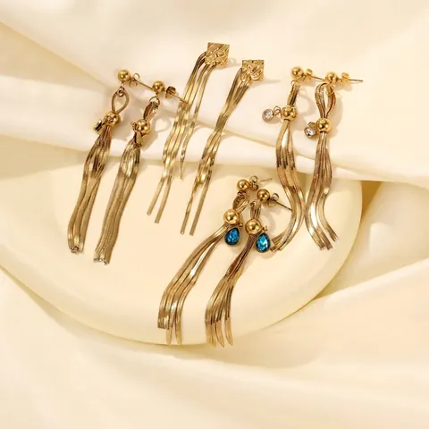 Pendientes Largos de Borla de Acero Inoxidable para Mujer Chapados en Oro Mariposa Corazón Pendientes Joyería Elegante Accesorios