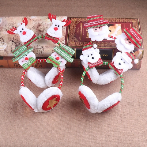 Kerst Pluche Oorwarmers Cartoon Kerstman Sneeuwpop Rendier Beer Winter Warme Oorbeschermers Feestartikelen Cadeau