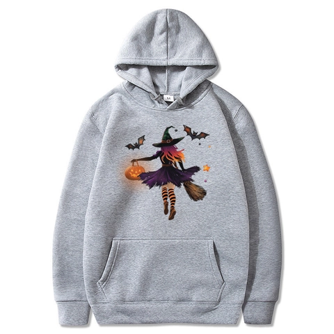 Sweat à Capuche Halloween Polaire Polyester Manche Longue Imprimé Sorcière Citrouille Pull Décontracté Homme