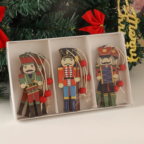 Nutcracker Soldier Christmas Ornaments Wooden Colorful Painted Hanging Tree Decoration
