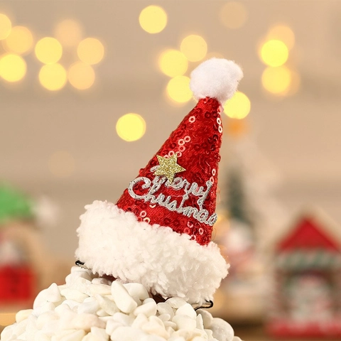 Mini Mollette Per Capelli Cappello Di Natale In Peluche Con Paillettes Rosse Fermagli Con Corna Di Cervo E Stella Decoro Per Feste