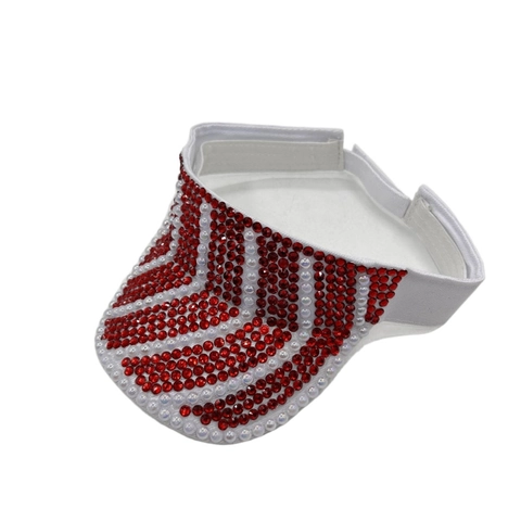 Visiera Parasole Da Donna Cappello Strass Künstliche Perle Imitazione Lusso Poliestere Scintillante Traspirante Sport All'Aperto