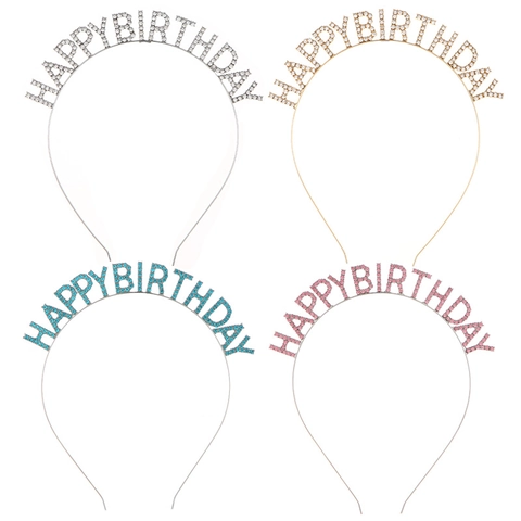 Cerchietto Happy Birthday Con Strass Fascia Per Capelli In Metallo Con Lettere Copricapo Per Festa Di Compleanno Donna