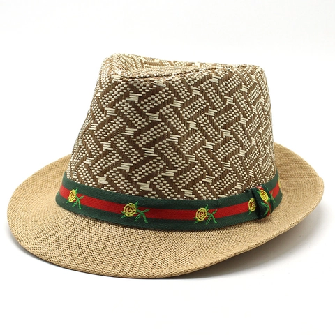 Straw Fedora Hat Paper Sun Protection Summer Beach Wide Brim Striped Ribbon Floral Embroidery Breathable Panama Style