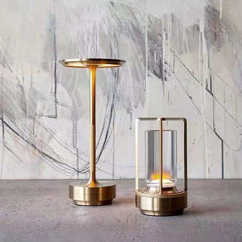 LED Table Lamp Rechargeable Metal Crystal Cordless Touch Control Dimmable Night Light For Bar Restaurant Cafe