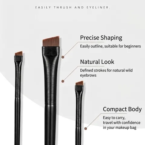 Ultra Dunne Mes Eyeliner Kwast Synthetische Vezel Schuine Wenkbrauwborstel Make-up Tool Voor Precisie Oogmake-up Zwart