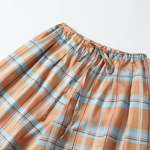 Pantalones De Linterna De Cuadros Para Mujer Pantalones Harem Gingham Sueltos Con Cintura Elástica Y Cordón Pantalones Casuales De Moda