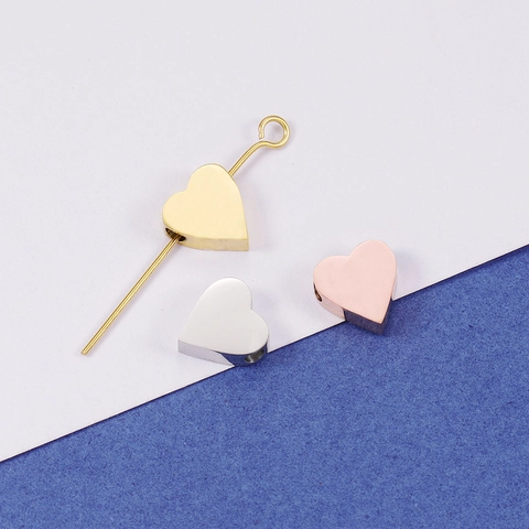 Heart Shaped Small Hole Beads 304 Stainless Steel Mirror Polished Loose Spacer Charms For DIY Jewelry Making Crafts