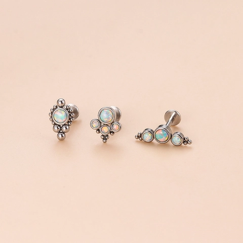 Labret In Acciaio Inossidabile Con Opale Gioiello Per Piercing Filettatura Interna Geometrico Per Donna